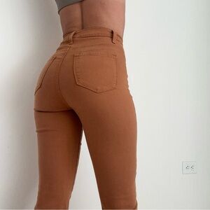 Fashion Nova Tan High Rise Jeans Fitted Style